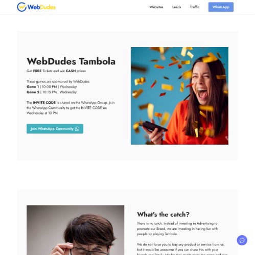 Play Tambola One Page Website