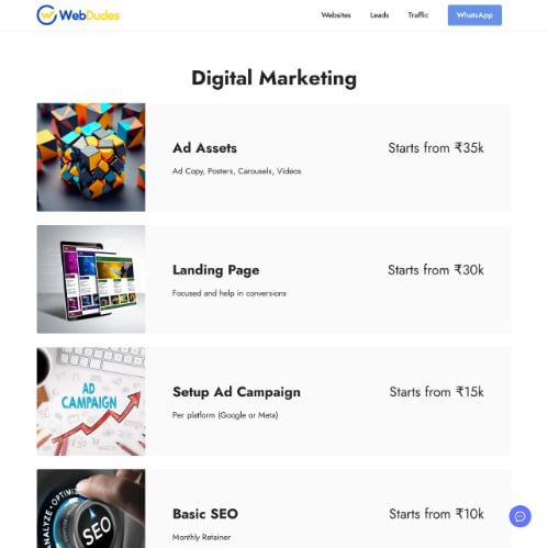 Digital Marketing Tariff